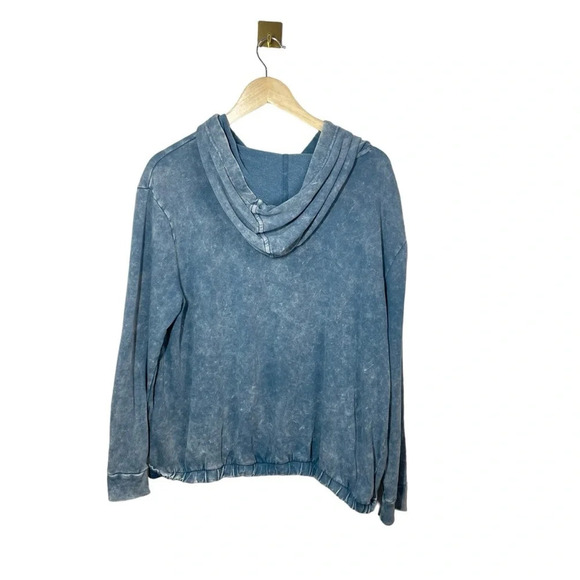 Nordstrom BP Women’s Stonewashed Elastic Hem Drawstring Hoodie in Blue Size 1X - Picture 7 of 9